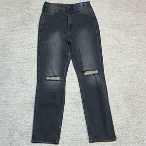 Hollister Ultra High Rise  Mom Jean Light Black Distressed Women Sz. 1 25/27 NWD